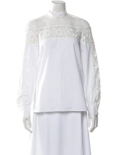 Pre-owned Sandro Long Sleeve Blouse In White