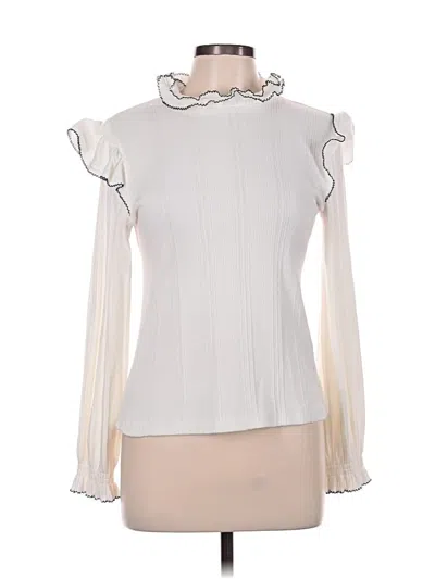 Pre-owned Sandro Long Sleeve Blouse In White
