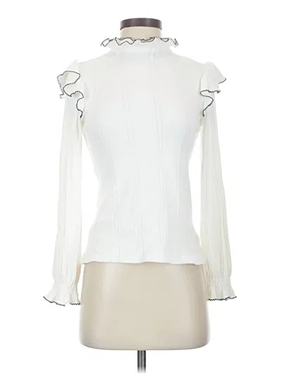 Pre-owned Sandro Long Sleeve Blouse In White