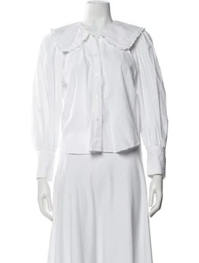 Pre-owned Sandro Long Sleeve Blouse In White