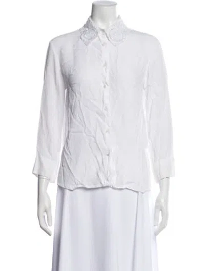 Pre-owned Sandro Long Sleeve Blouse In White