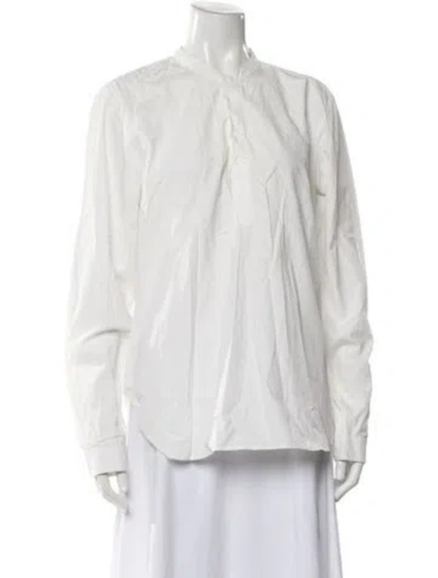 Pre-owned Sandro Long Sleeve Blouse In White