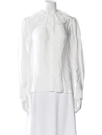 Pre-owned Sandro Long Sleeve Blouse In White