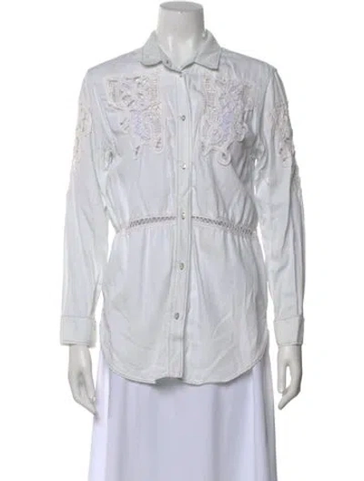 Pre-owned Sandro Long Sleeve Blouse In White