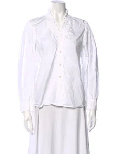 Pre-owned Sandro Long Sleeve Blouse In White