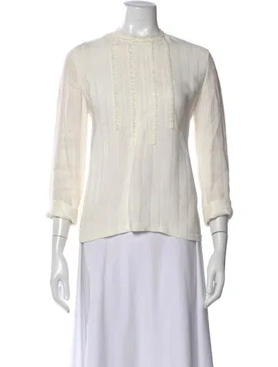 Pre-owned Sandro Long Sleeve Blouse In White