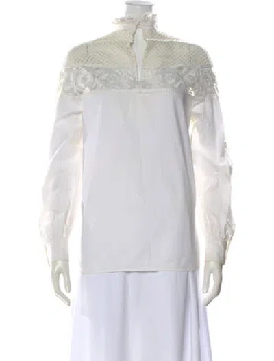 Pre-owned Sandro Long Sleeve Blouse In White