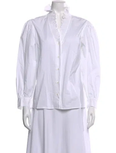 Pre-owned Sandro Long Sleeve Blouse In White