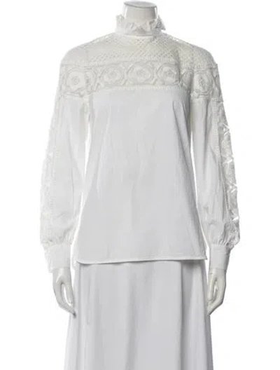 Pre-owned Sandro Long Sleeve Blouse In White