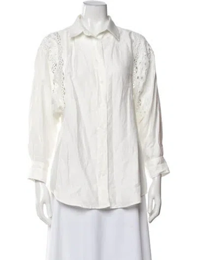 Pre-owned Sandro Long Sleeve Blouse In White