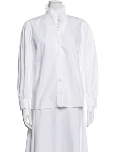 Pre-owned Sandro Long Sleeve Blouse In White