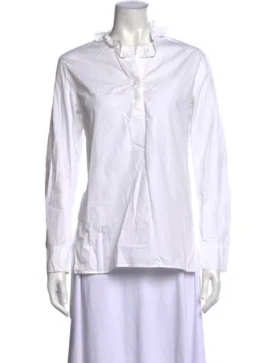 Pre-owned Sandro Long Sleeve Blouse In White