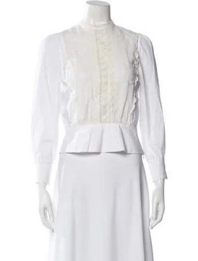 Pre-owned Sandro Long Sleeve Blouse In White