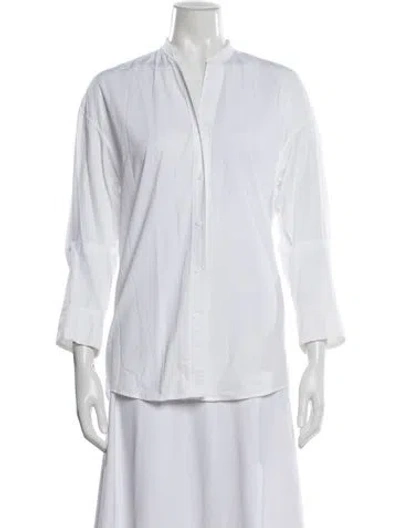Pre-owned Sandro Long Sleeve Blouse In White