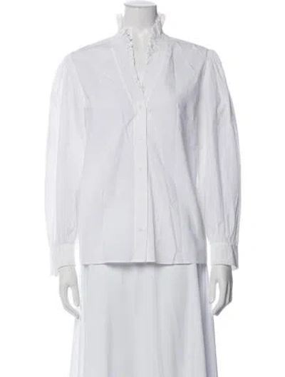 Pre-owned Sandro Long Sleeve Blouse In White