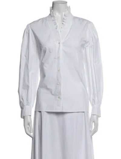 Pre-owned Sandro Long Sleeve Blouse In White