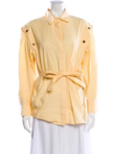 Pre-owned Sandro Long Sleeve Blouse In Yellow