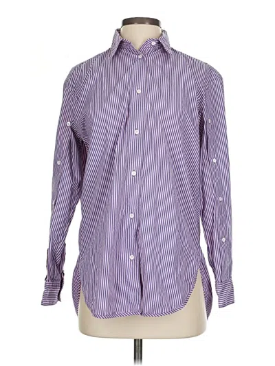 Pre-owned Sandro Long Sleeve Button Down Shirt In Purple