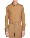 Sandro Long Sleeve Button Front Shirt In Camel