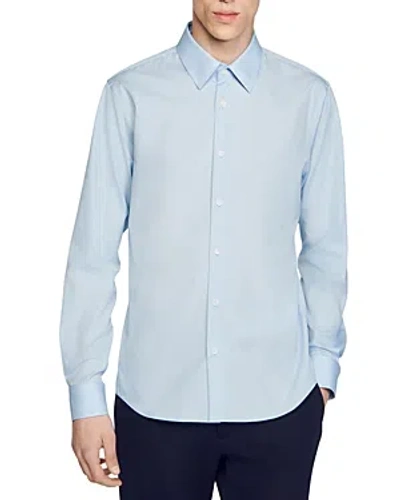 Sandro Long Sleeve Button Front Shirt In Sky Blue