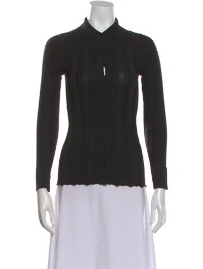 Pre-owned Sandro Long Sleeve Button-up Top In Black