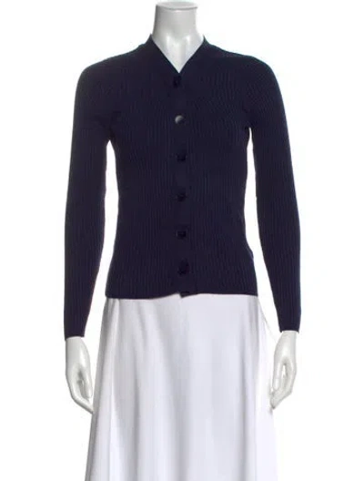 Pre-owned Sandro Long Sleeve Button-up Top In Blue