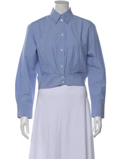 Pre-owned Sandro Long Sleeve Button-up Top In Blue