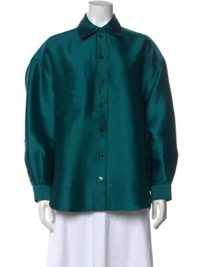 Pre-owned Sandro Long Sleeve Button-up Top In Blue