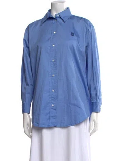 Pre-owned Sandro Long Sleeve Button-up Top In Blue