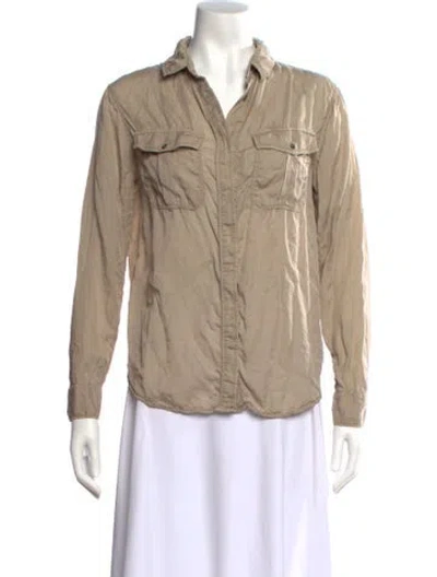 Pre-owned Sandro Long Sleeve Button-up Top In Brown
