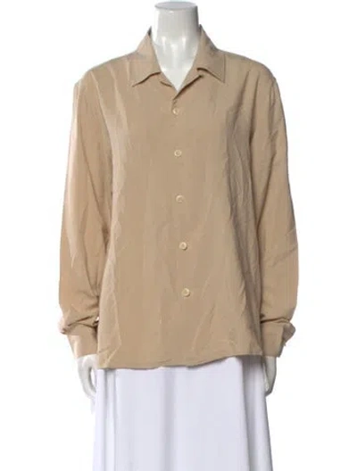 Pre-owned Sandro Long Sleeve Button-up Top In Neutral