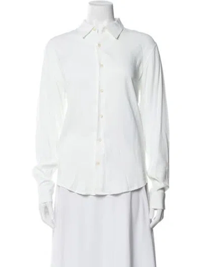 Pre-owned Sandro Long Sleeve Button-up Top In Neutral