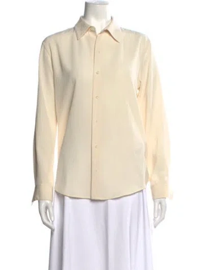 Pre-owned Sandro Long Sleeve Button-up Top In Neutrals