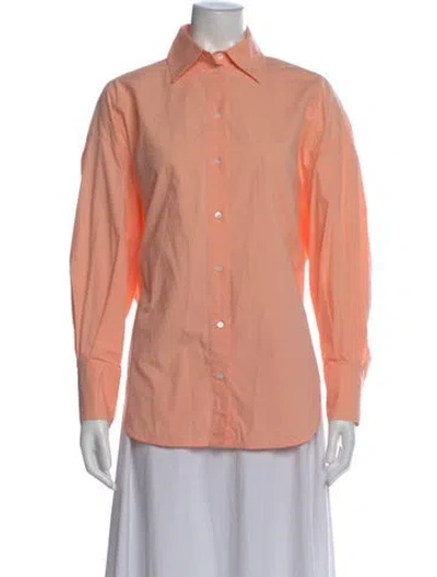 Pre-owned Sandro Long Sleeve Button-up Top In Pink