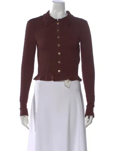 Pre-owned Sandro Long Sleeve Button-up Top W/ Tags In Brown