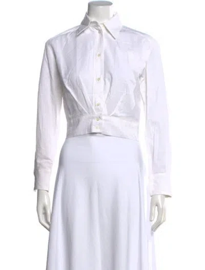 Pre-owned Sandro Long Sleeve Button-up Top W/ Tags In White