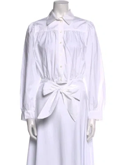 Pre-owned Sandro Long Sleeve Button-up Top In White