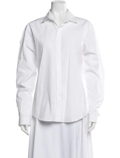 Pre-owned Sandro Long Sleeve Button-up Top In White