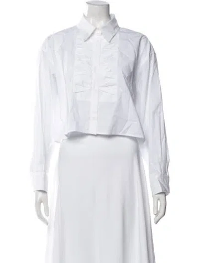 Pre-owned Sandro Long Sleeve Button-up Top In White