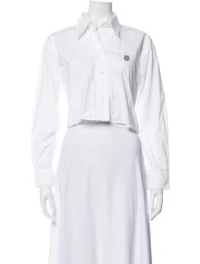 Pre-owned Sandro Long Sleeve Button-up Top In White
