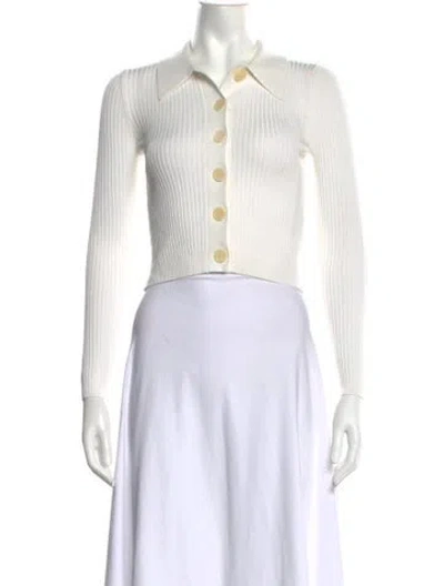 Pre-owned Sandro Long Sleeve Button-up Top In White