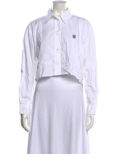 Pre-owned Sandro Long Sleeve Button-up Top In White