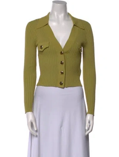 Pre-owned Sandro Long Sleeve Crop Top In Green
