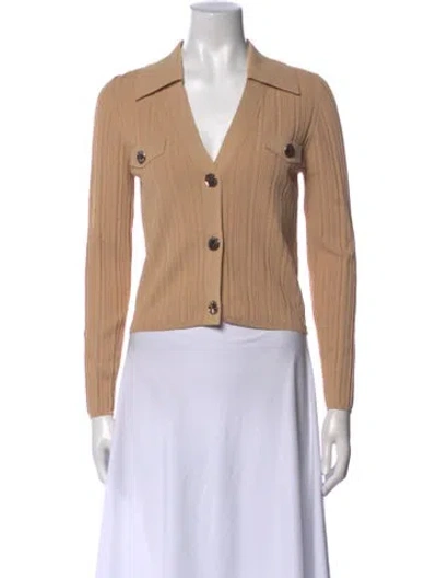 Pre-owned Sandro Long Sleeve Crop Top In Neutral