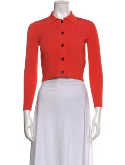 Pre-owned Sandro Long Sleeve Crop Top In Red