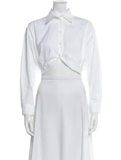 Pre-owned Sandro Long Sleeve Crop Top In White