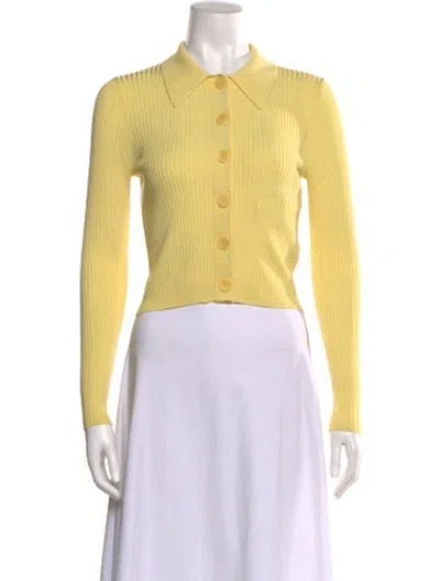 Pre-owned Sandro Long Sleeve Crop Top In Yellow