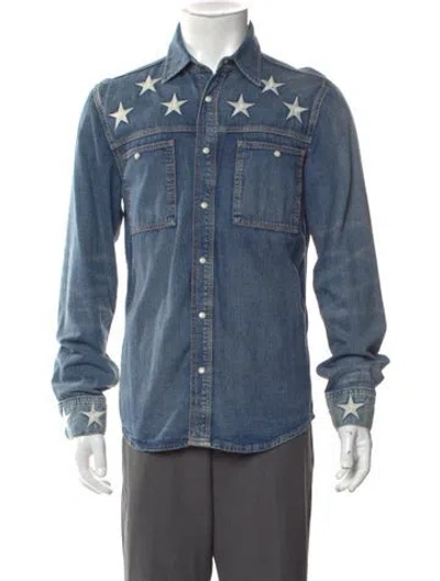 Pre-owned Sandro Long Sleeve Denim Shirt In Blue