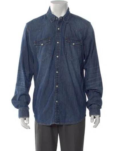 Pre-owned Sandro Long Sleeve Denim Shirt In Blue