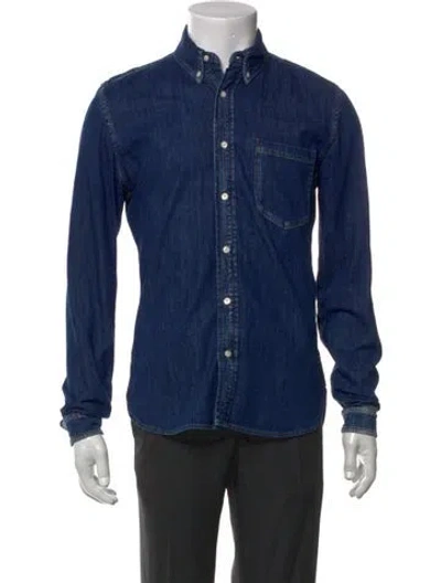 Pre-owned Sandro Long Sleeve Denim Shirt In Blue